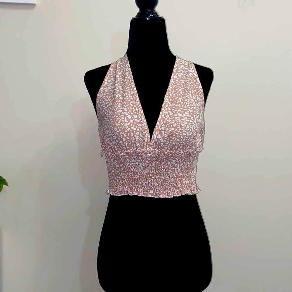 Shein almond colored halter top, size small
